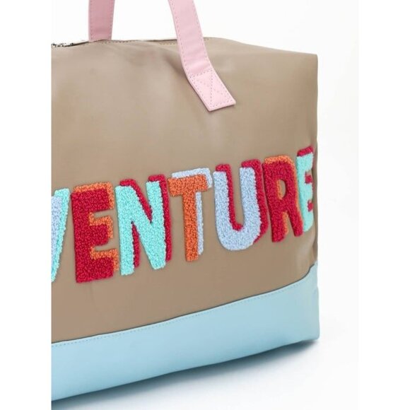 Adventure Weekender Duffel Bag With Colorful Embroidery & Pink Handles - Picture 2 of 5